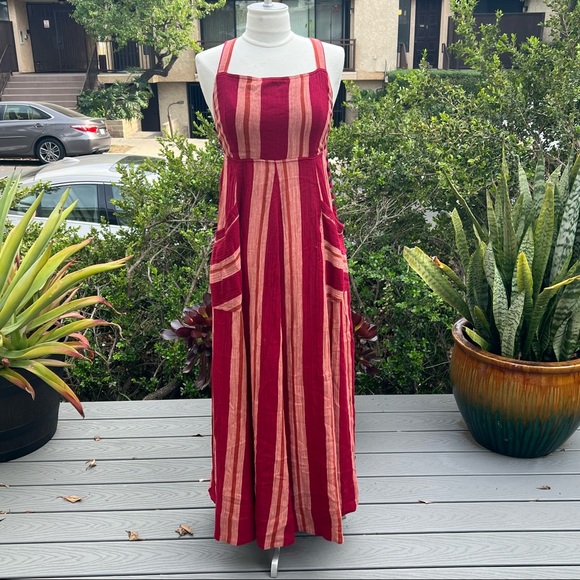 FREE PEOPLE Chante Cotton Crisscross Maxi Dress New With Tags Size Small - Picture 2 of 11